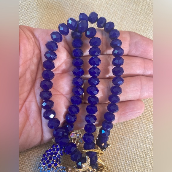 Eye Candy Jeweled Peacock Necklace with Blue Crystals New w/ Tags - Picture 14 of 14